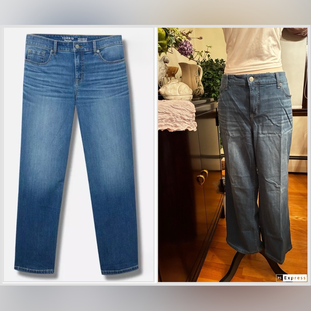 NWT Torrid Perfect Wide-Leg Mid-Rise Jean in Dolce Vita Plus Size 16S